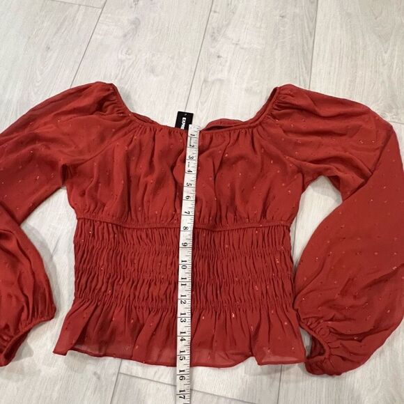 Express Metallic Dot V-Neck Smocked Top size M - Picture 3 of 6